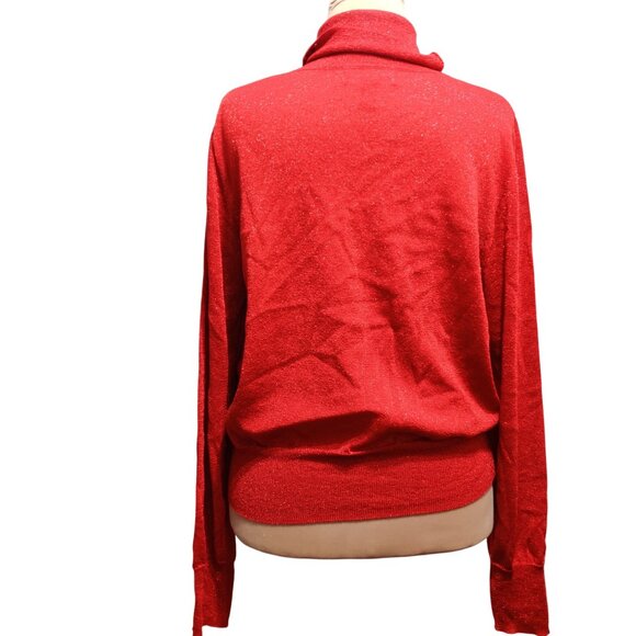 Forever 21 Plus Size 3X Red Metallic Shimmer Turtleneck Sweater Holiday Glam - Picture 5 of 10